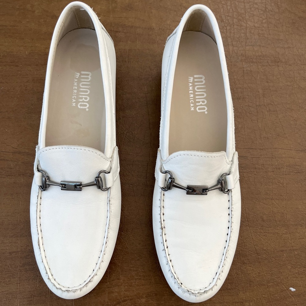 Munro Leather Loafers with Silver Buckle